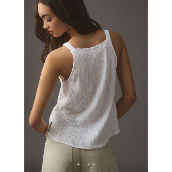 Anthropologie Cloth & Stone White Gauze Halter Tank Top Square Neck XS - Picture 2 of 8